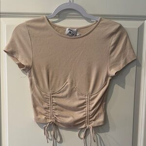 Princess Polly Cream Ruched Crop Top